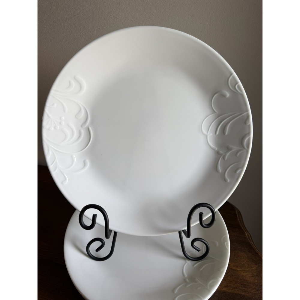 4 Corelle Cherish Embossed Dinner Plates Round 10-1/4" Diameter New  Made in USA